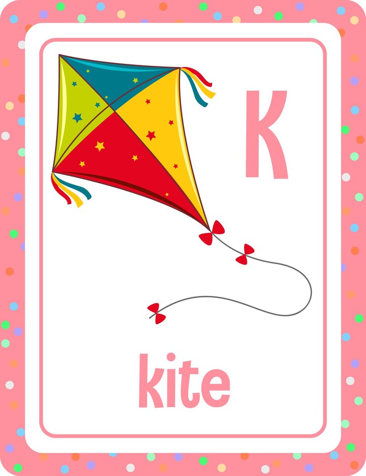 Vettore gratuito flashcard di vocabolario con la parola kite