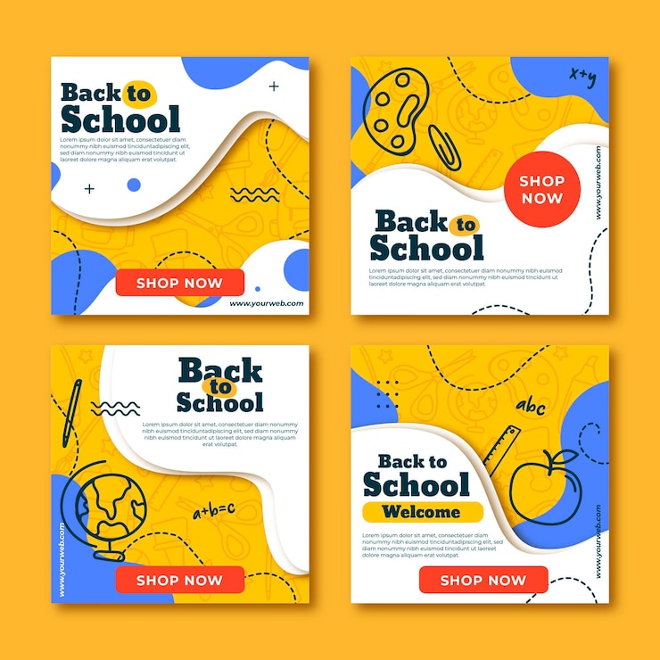 Vettore gratuito flat back to post di instagram a scuola