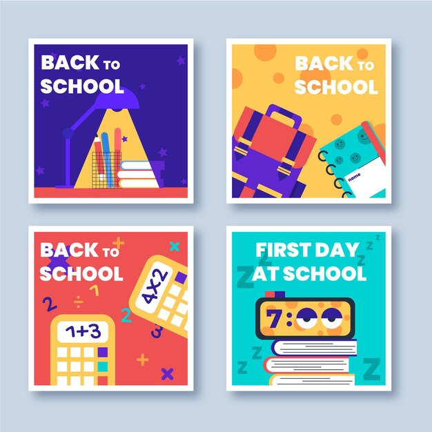 Flat back to school instagram post collection