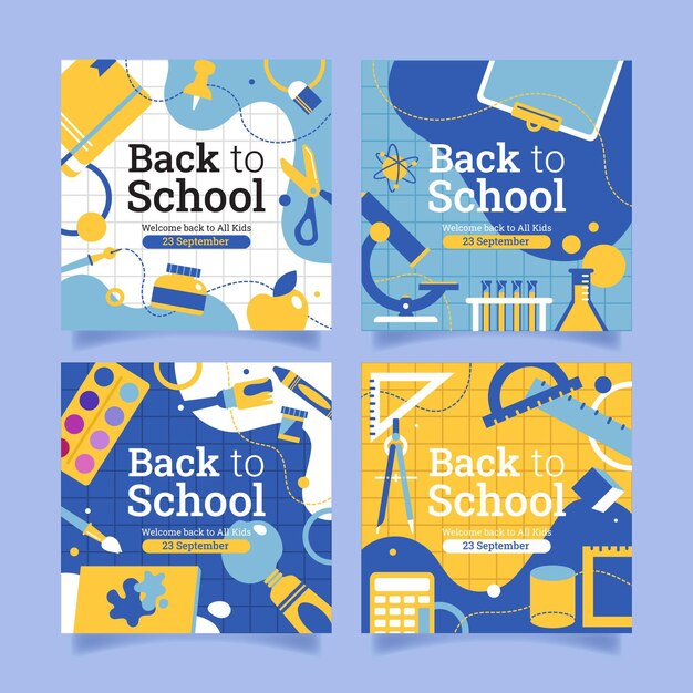 Flat back to school instagram post collection