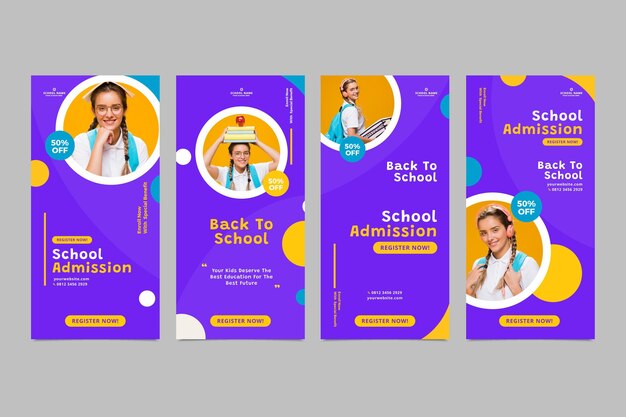 Flat back to school raccolta di storie di instagram con foto