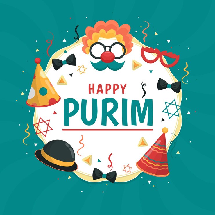 Vettore gratuito flat design felice giorno di purim
