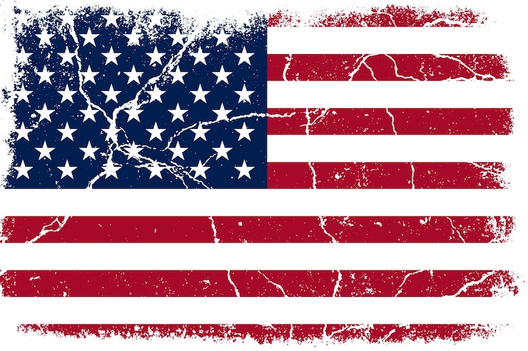 Vettore gratuito flat design grunge sfondo della bandiera americana