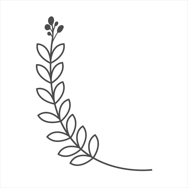 Vettore gratuito foglia botanica doodle linea arte di fiori selvatici