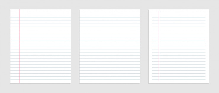 Vettore gratuito foglio bianco del set di carta notebook foderato