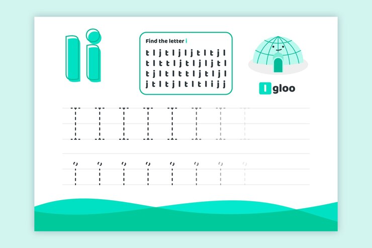 Vettore gratuito foglio di lavoro lettera i con igloo