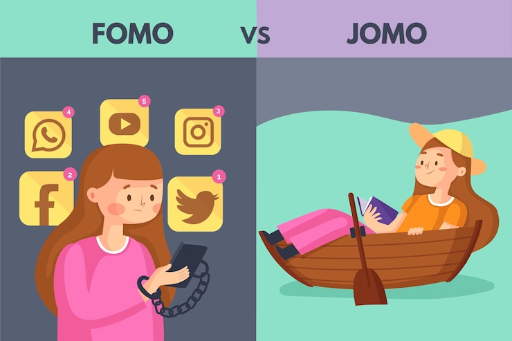 Vettore gratuito fomo vs jomo