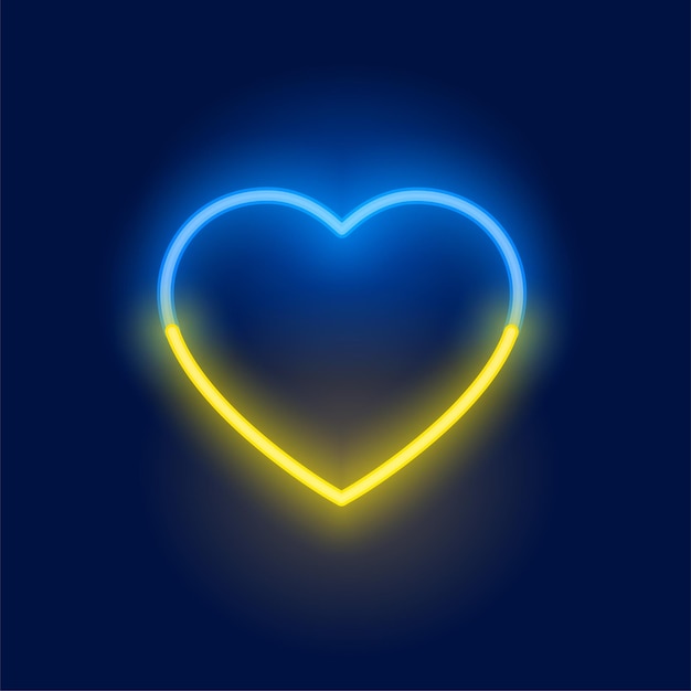 Fondo al neon del cuore della bandiera dell'ucraina