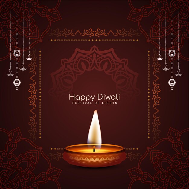 Fondo artistico del festival tradizionale felice di Diwali con diya