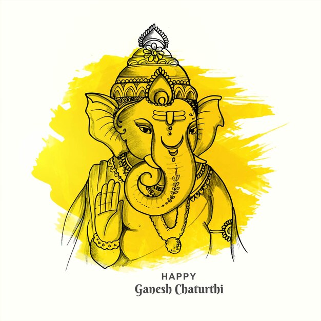 Fondo artistico moderno della carta di festival di Ganesh Chaturthi felice