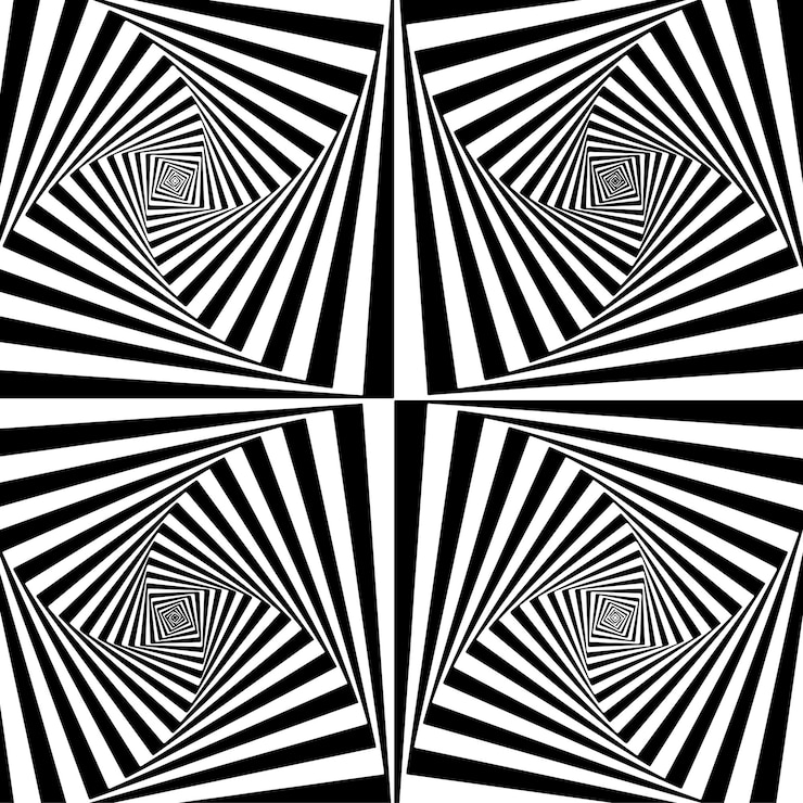 Vettore gratuito fondo astratto di illusione ottica in bianco e nero