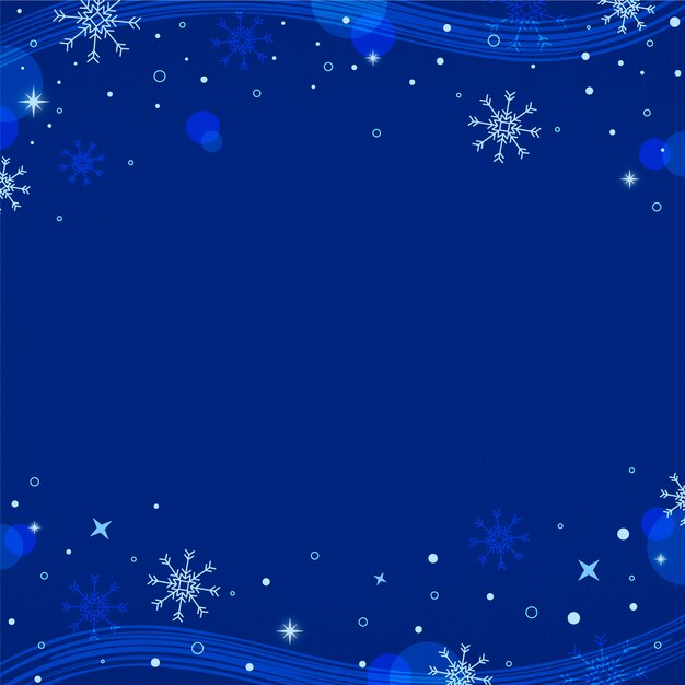 Fondo blu del bordo del fiocco di neve di design piatto