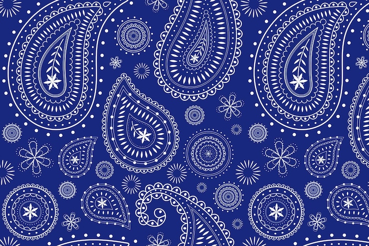 Vettore gratuito fondo blu di cachemire, vettore indiano tradizionale dell'illustrazione del modello