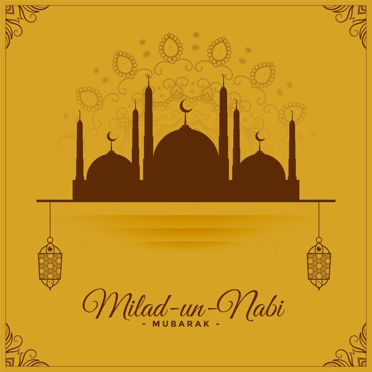 Vettore gratuito fondo decorativo di saluto islamico di milad delle nazioni unite nabi
