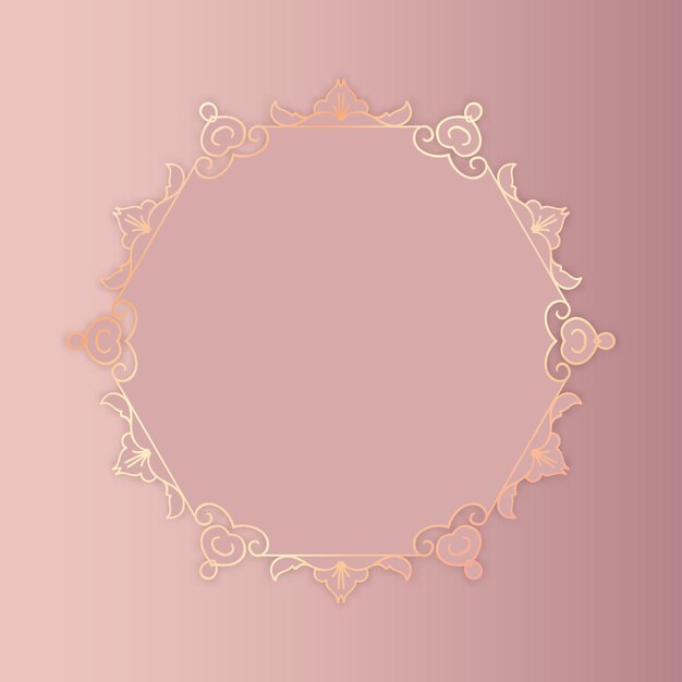 Fondo decorativo in oro rosa con un'elegante cornice