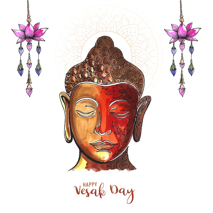 Vettore gratuito fondo decorativo tradizionale della carta di giorno di vesak felice