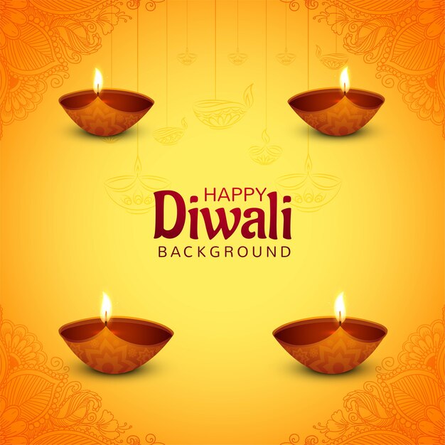 Fondo decorato della carta di festival di diya di diwali