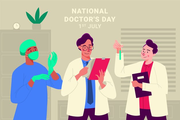 Fondo del giorno del medico nazionale disegnato a mano