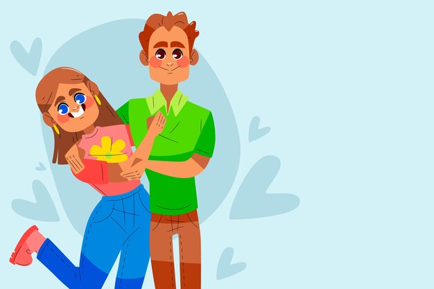 Fondo del giorno dell'abbraccio piatto disegnato a mano