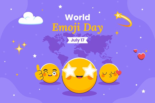 Fondo del giorno delle emoji del mondo disegnato a mano