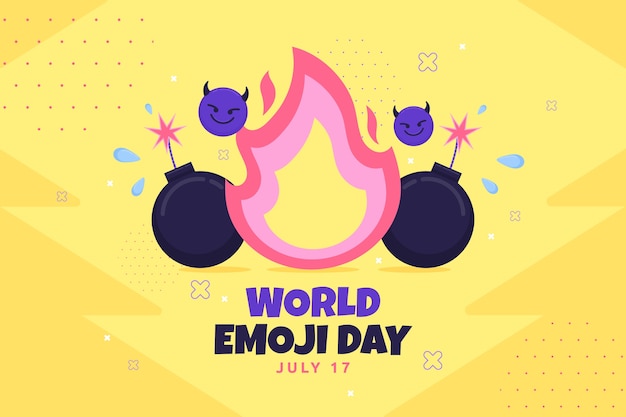 Fondo del giorno delle emoji del mondo disegnato a mano