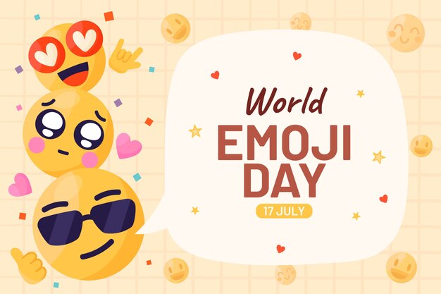 Fondo del giorno delle emoji del mondo disegnato a mano