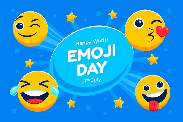 Fondo del giorno delle emoji del mondo disegnato a mano