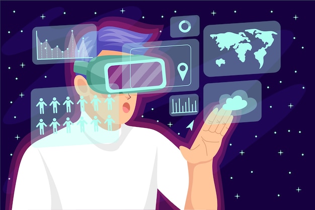 Fondo del metaverse di design piatto disegnato a mano