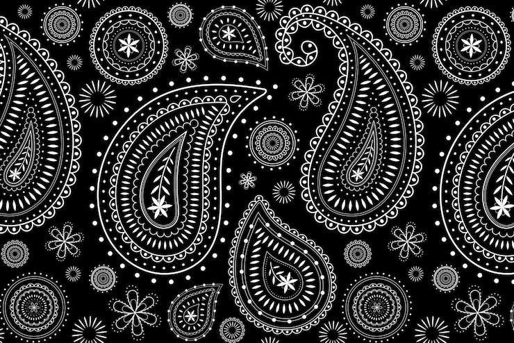 Vettore gratuito fondo del modello della bandana di paisley, illustrazione nera, vettore astratto di disegno