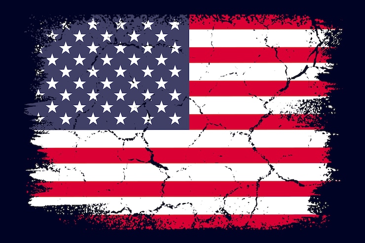 Vettore gratuito fondo della bandiera americana del grunge di design piatto