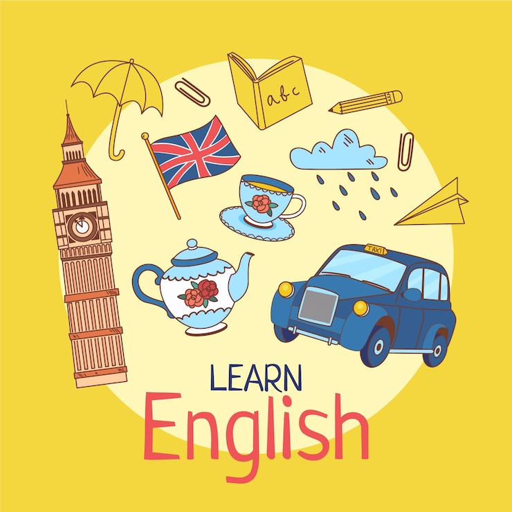 Vettore gratuito fondo della scuola inglese disegnato a mano