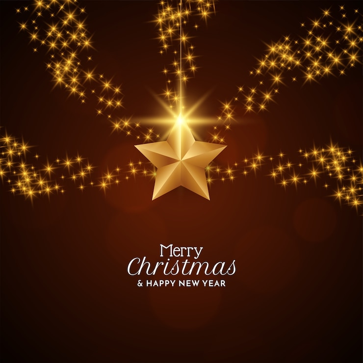 Vettore gratuito fondo di celebrazione di buon natale con stelle luccicanti