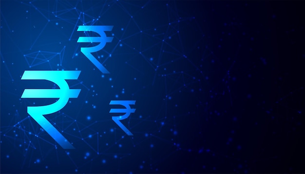 Fondo di concetto della rupia digitale con il simbolo della rupia