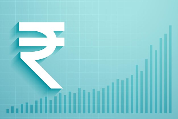 Fondo di concetto di commercio della rupia indiana inr del denaro digitale