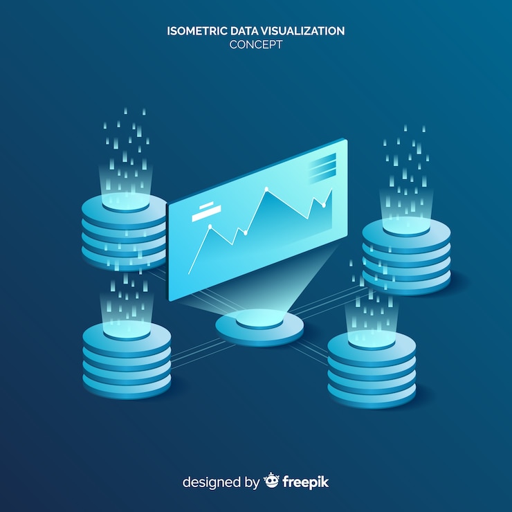 Vettore gratuito fondo di concetto di visualizzazione di dati isometrici