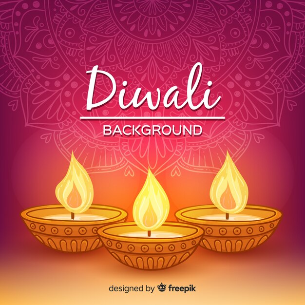 Fondo di diwali disegnato a mano variopinto