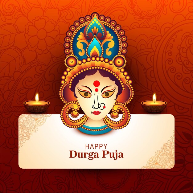 Fondo di festa della cartolina d'auguri di festival di durga puja felice religioso indiano