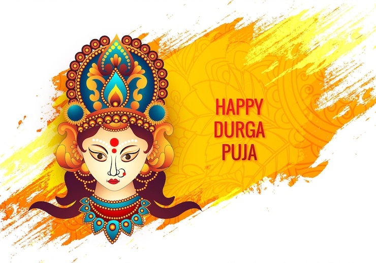 Vettore gratuito fondo di festival della carta di festa del fronte decorativo religioso di durga puja