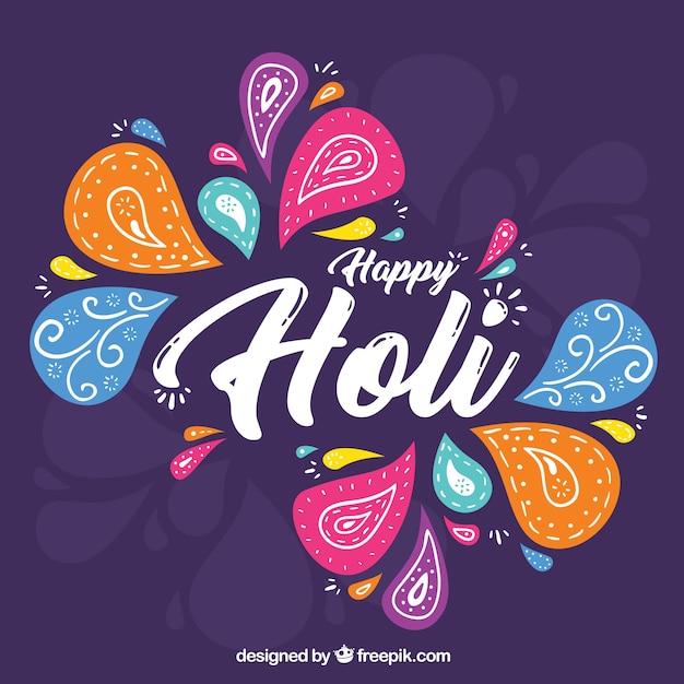 Fondo di festival di holi disegnato a mano