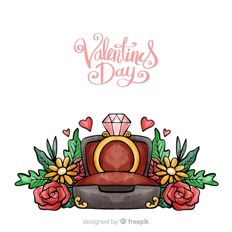 Vettore gratuito fondo di san valentino anello disegnato a mano