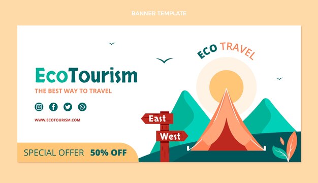 Fondo di vendita di ecoturismo design piatto disegnato a mano