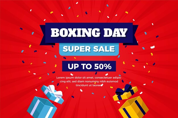 Fondo di vendita di giorno di boxe piatto
