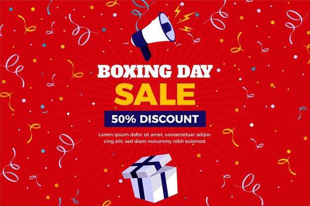 Fondo di vendita di giorno di boxe piatto