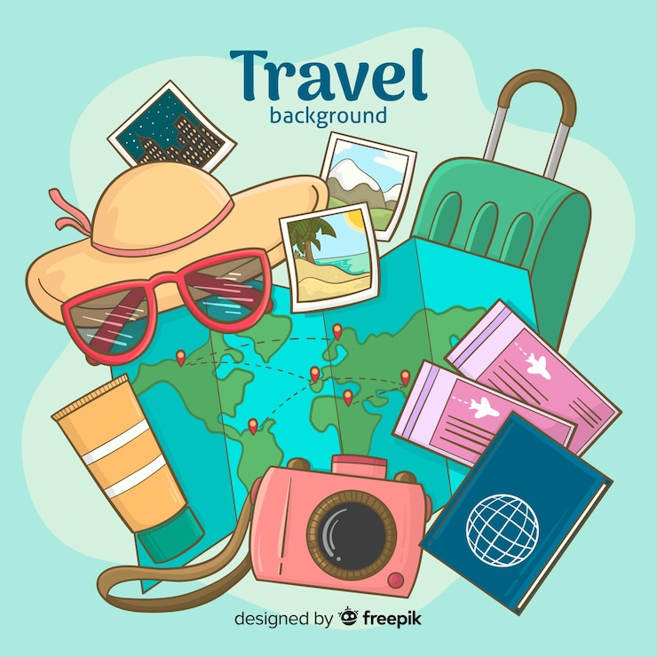 Vettore gratuito fondo di viaggio disegnato a mano