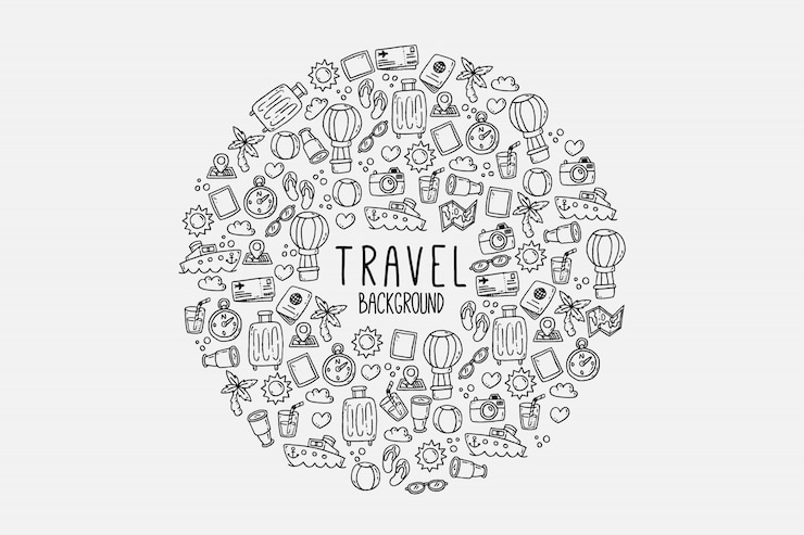 Vettore gratuito fondo di viaggio disegnato a mano