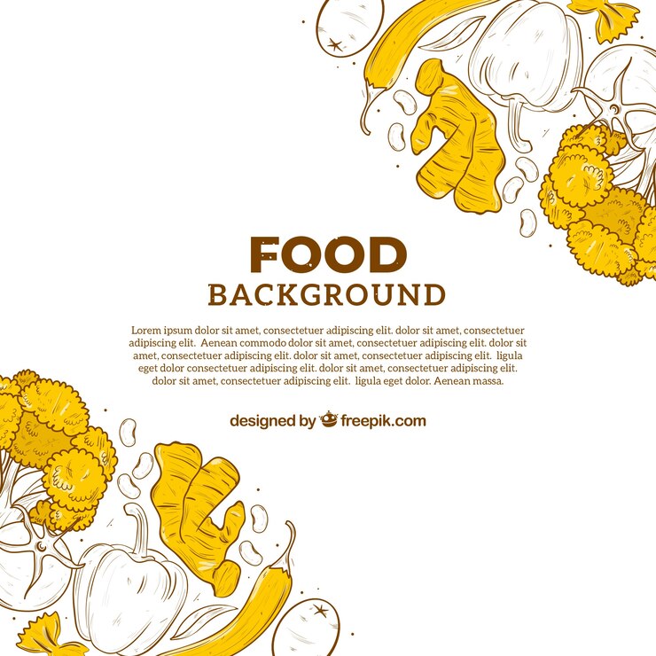 Vettore gratuito fondo disegnato a mano dell'alimento biologico