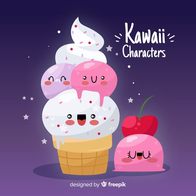 Fondo disegnato a mano dell&#39;alimento di kawaii