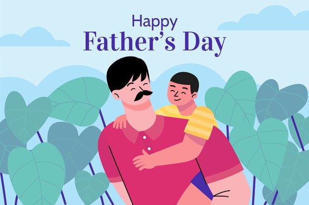 Fondo disegnato a mano della festa del papà con il bambino