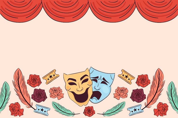 Vettore gratuito fondo disegnato a mano della giornata mondiale del teatro