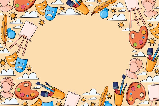 Fondo disegnato a mano della giornata mondiale dell'arte